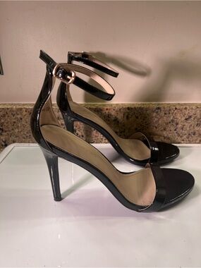 Dream Paris Black Patent Ankle-Strap Stiletto High Heel Shoes Women’s Size 10